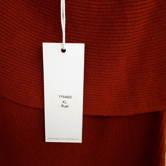 WHITE CLOSET One Shoulder Knit Dress with Bolero Wrap in Rust Orange - Picture 8 of 9